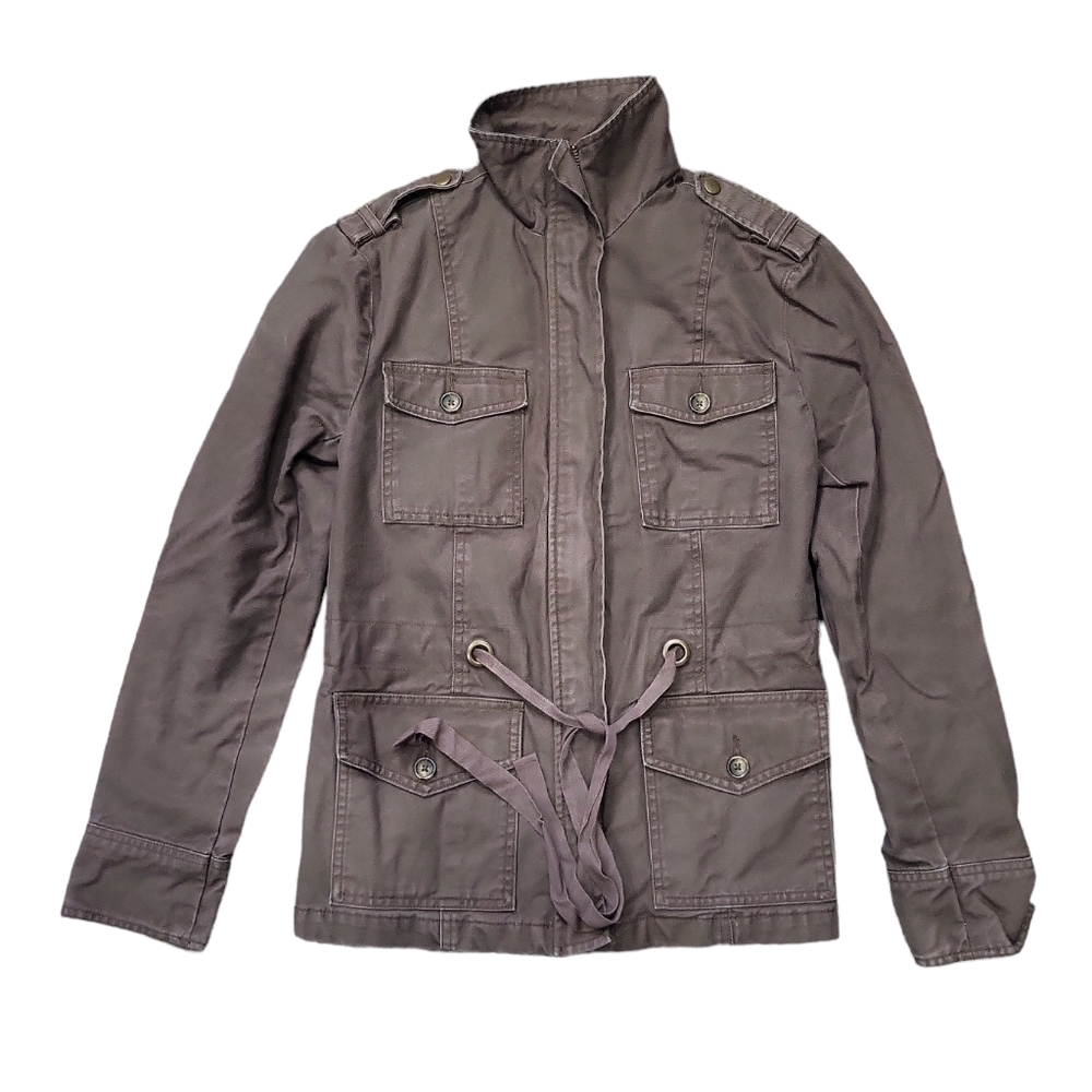 EUC Old Navy women's brown 100% cotton thick heavy utility jacket lined pockets
